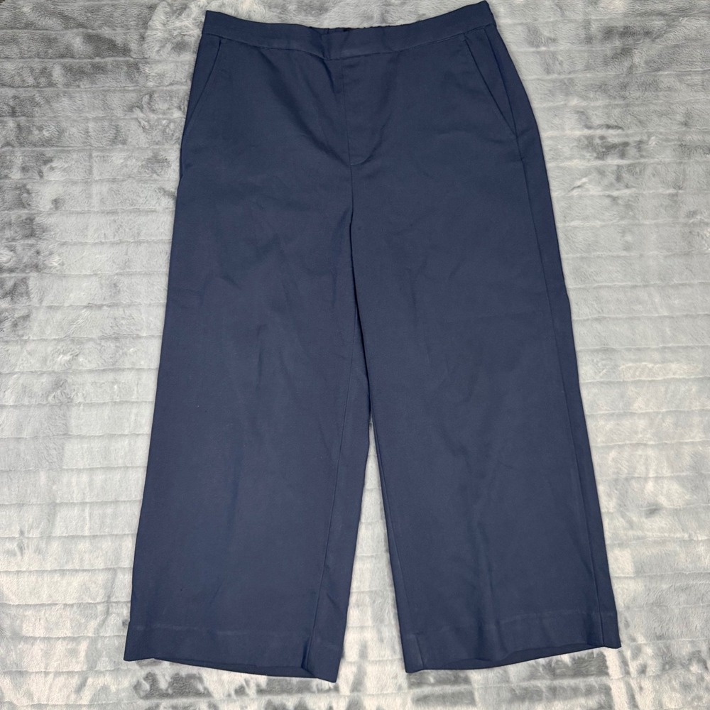 Banana Republic Rowan Wide Leg Pants Navy Blue Cropped Trousers Womens 14